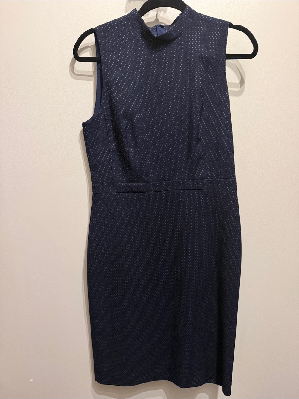 Ann Taylor Navy Sleeveless Mock-Neck Mini Dress
